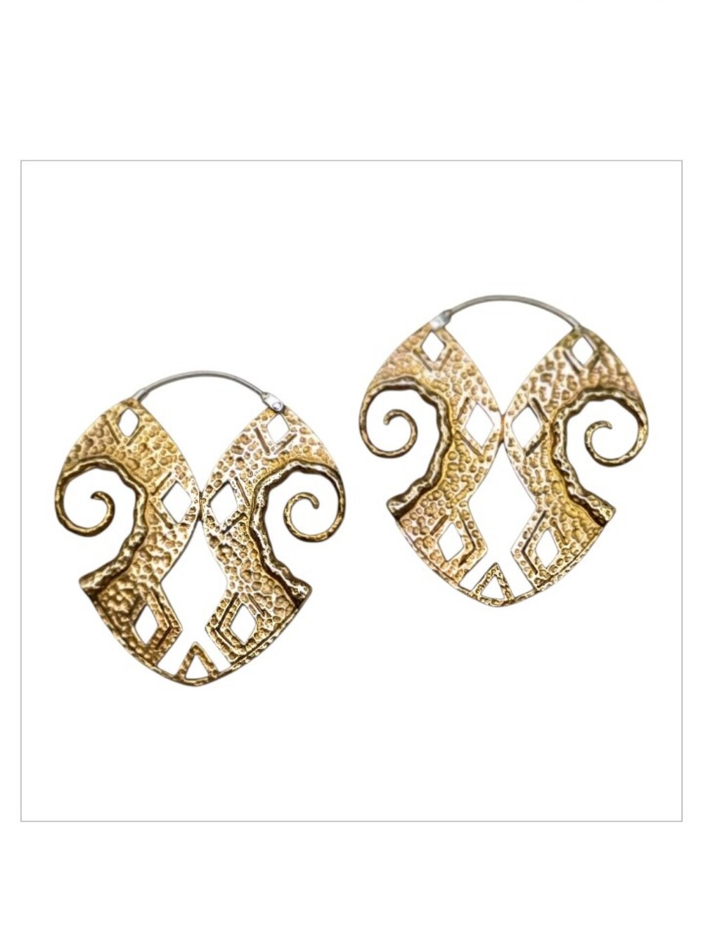 Inca Earrings Sterling Silver Italian Brass Handcrafted Earrings